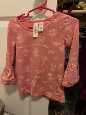 Matilda Jane Pink Long Sleeve Top with Cream Hot Air Balloon & Butterfly Print